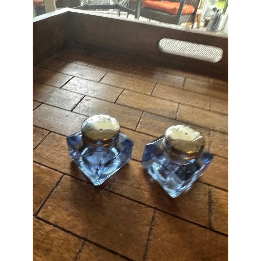 Vintage Pottery‎ Barn Monterey Salt Pepper Shakers Glass Stainless Steel